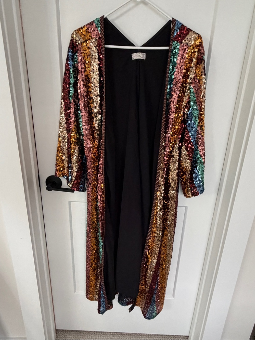 Free People Multicolor Sequin Long Sleeve Open Kimono